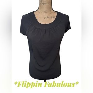 Ann Taylor Loft~ Black knit top size medium